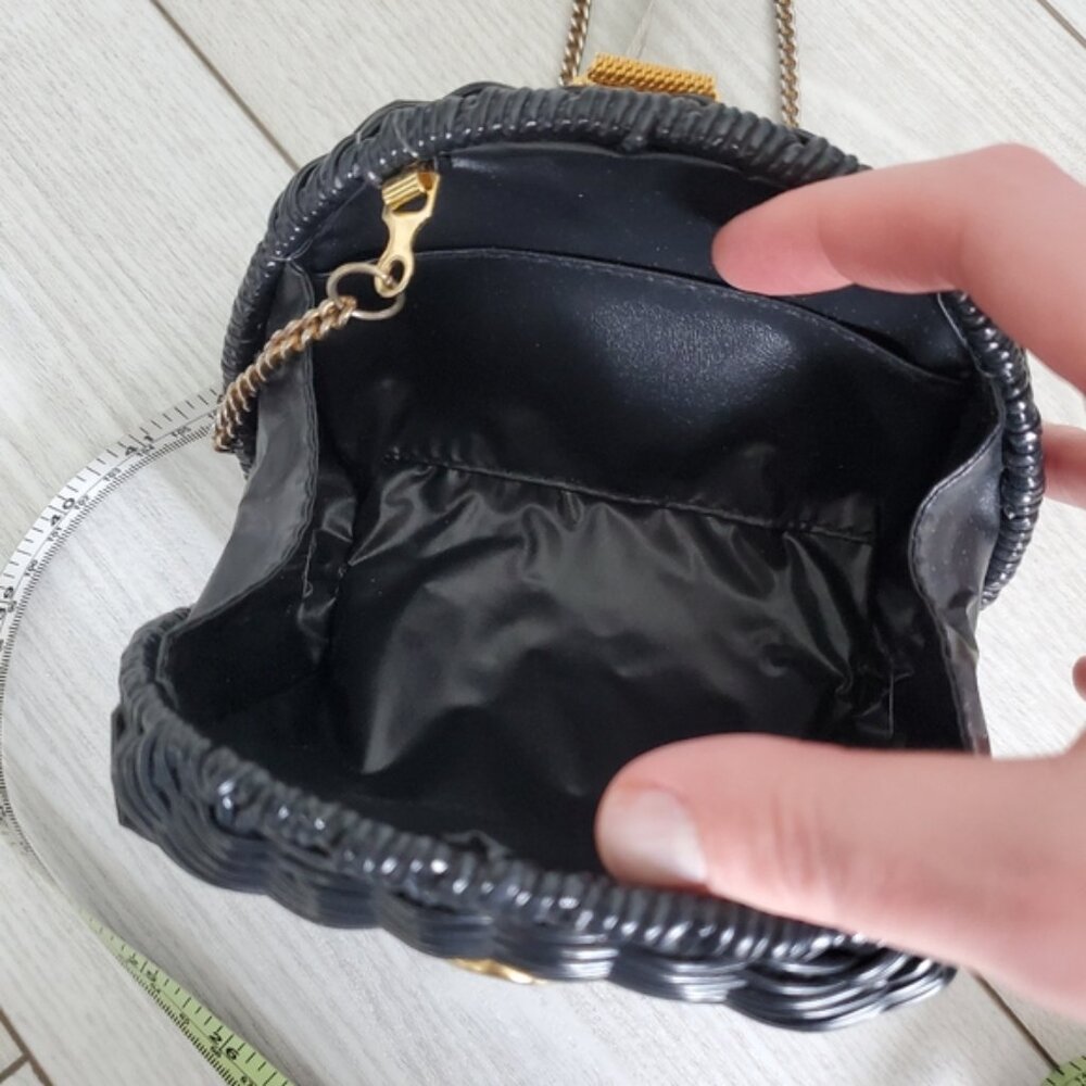 Vintage Straw Structured Mermaid Black Boho Crossbody Mini Bag Purse - Picture 7 of 7